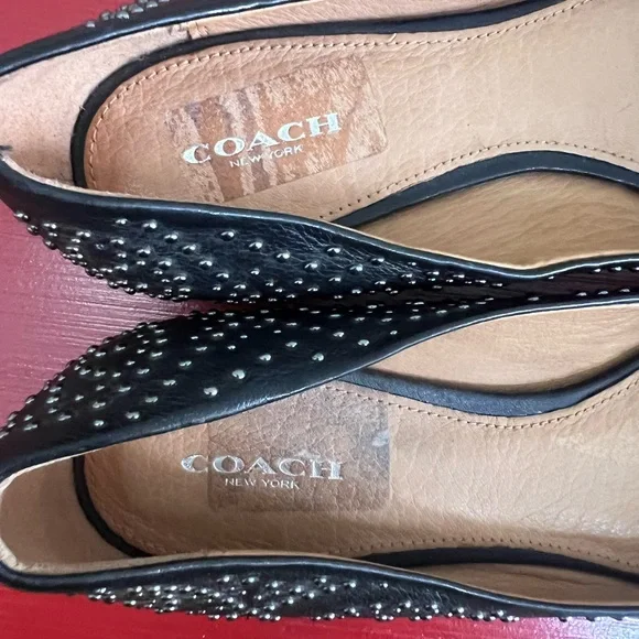 Coach black leather studded flats sz 10 🤩 - Picture 6 of 10